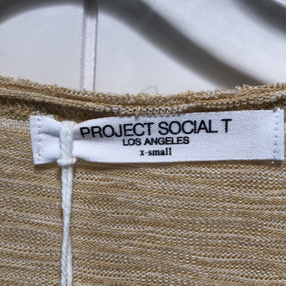 NWT Project Social T raw pocket semi sheer pinstripe v neck oversize XS - Picture 6 of 11